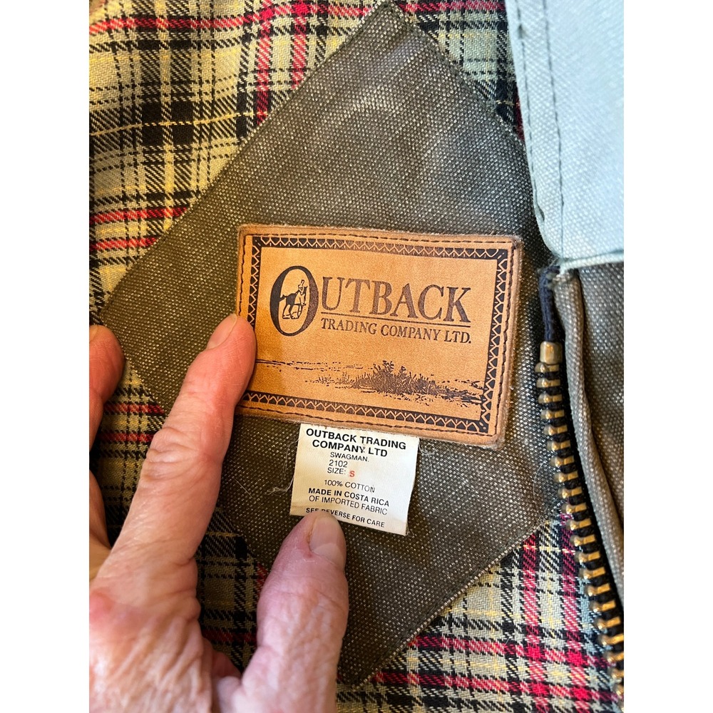Outback Trading Co Swagman Oilskin Jacket Olive Green Waxed Cotton Drover S 2102 - Picture 4 of 8